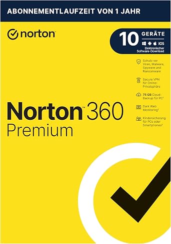 Norton 360 Premium 2021 | 10 Ger te | Antivirus | Unlimited Secure VPN & Passwort-Manager | 1 Jahr | PC/Mac/Android/iOS | Aktivierungscode in Originalverpackung