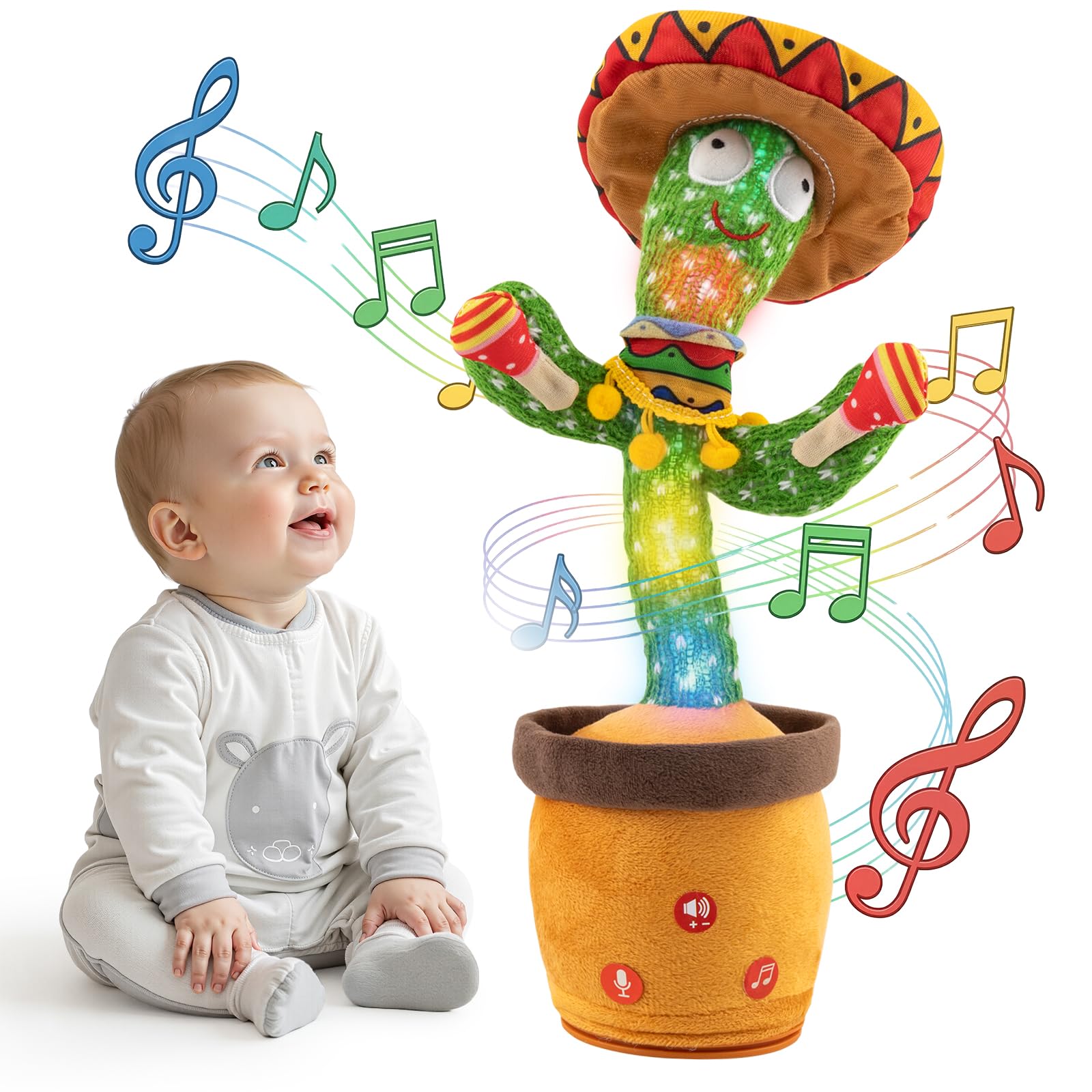 Ayeboovi Dancing Talking Cactus Baby Toy Mimicking Recording Cactus Toy Repeats What You Say 120 Songs Toddler Toys Gifts for Kids Birthday Gifts for 3 4 5 6+ — view 9