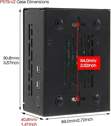 Miniatura 4 de Geekworm Funda metálica P579-V2 con enfriador activo oficial Pi 5 para Raspberry Pi 5 compatible con adaptador PCIe a NVMe