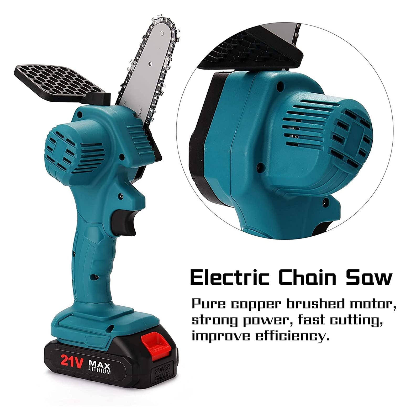 Batteria 21V Per Mini Motosega, Accessori Per Motosega A Mano Da 4/6 Pollici 21V(2 PCS Batteria - Foto 2