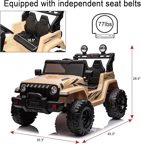 Miniatura 6 de Auto de paseo para niños con control remoto, autos eléctricos a batería de 24 V, juguete para niños grandes con pantalla de batería, luces LED,