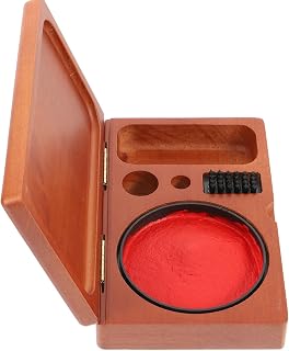 Vintage Wooden Inkpad Box Portable Seal Storage Case Spacious