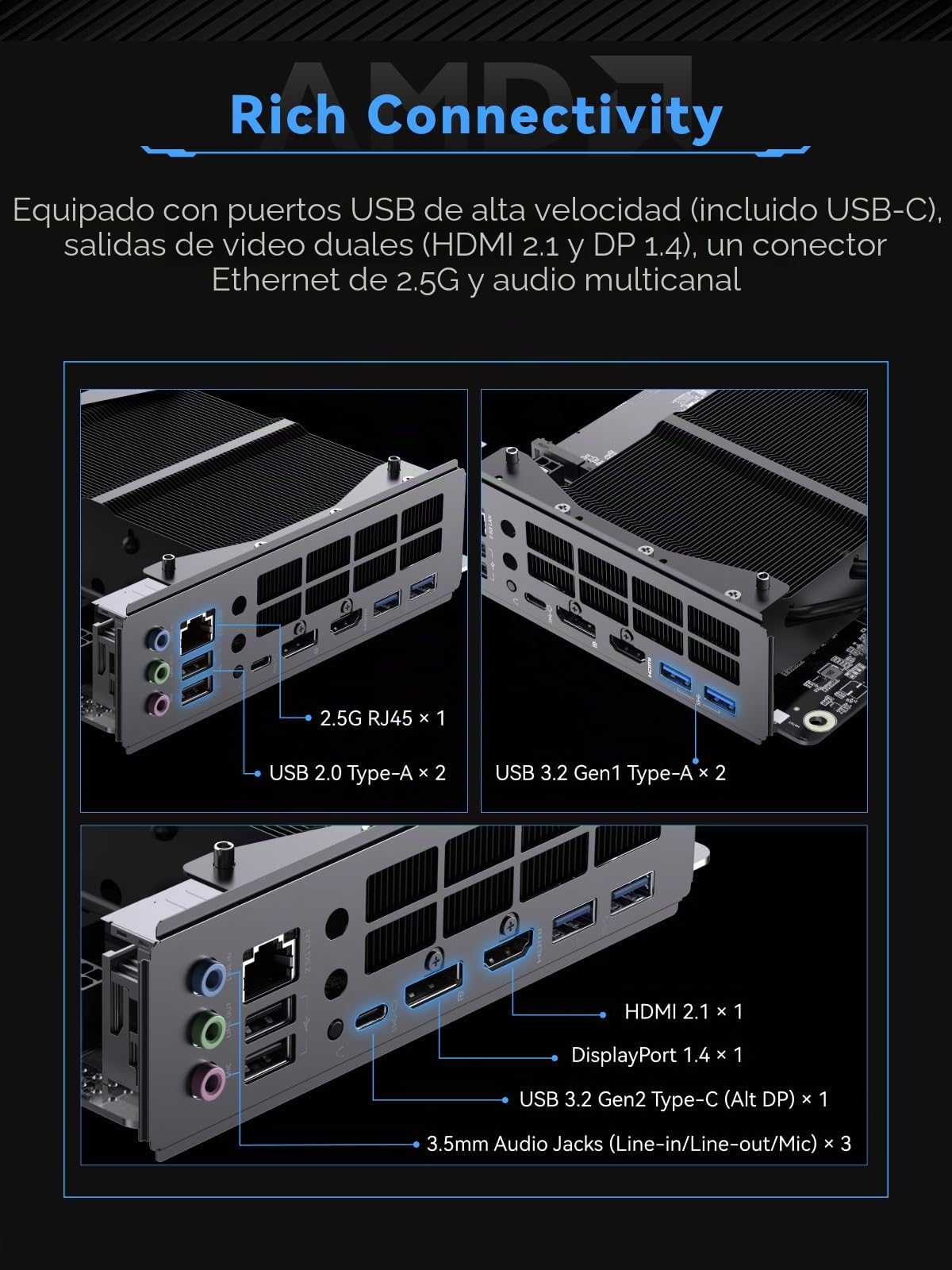 MINISFORUM BD775i SE - Placa base AMD Ryzen 7 7745HX Barebone Gaming PC, HDMI+DP+USB-C, triple salida de video, 2 ranuras DDR5 SODIMM Mini PC, 2.5G RJ45, gráficos Radeon 610M