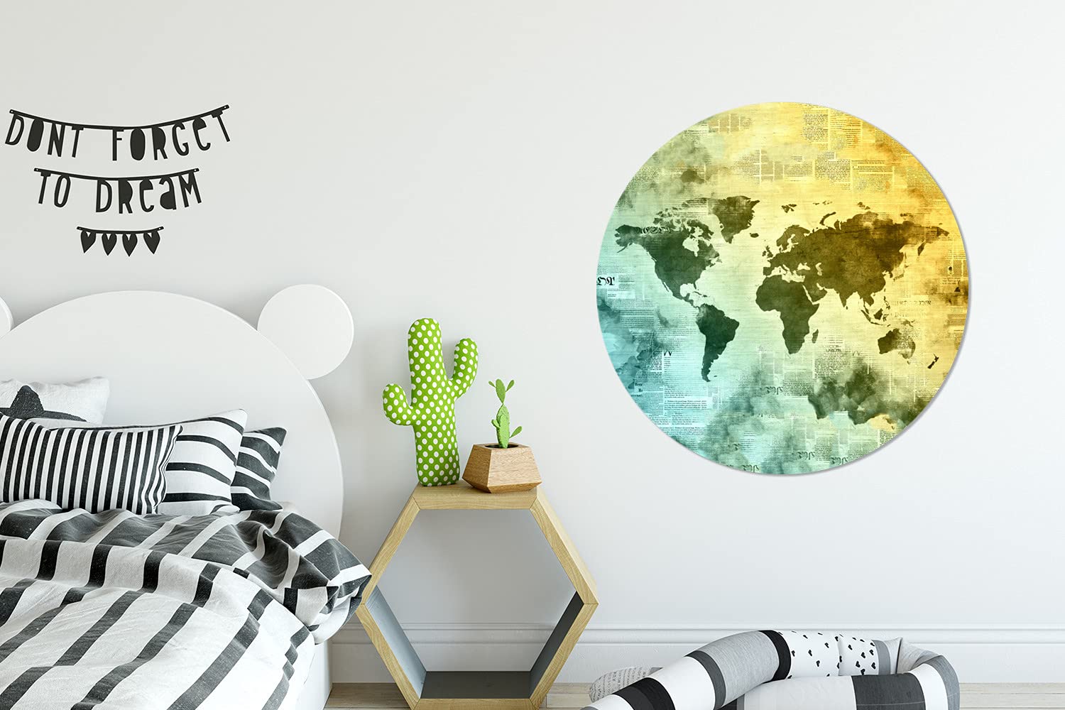 MuchoWow Wandbild Rund Wanddeko Deko Wohnzimmer Bilder 90x90 cm Weltkarte - Wasserfarben