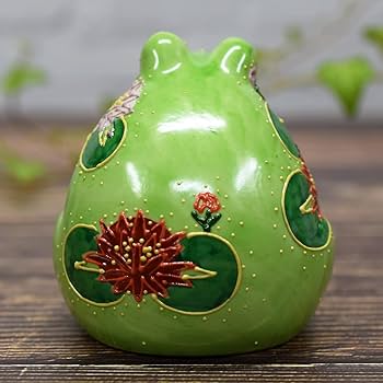【縁起物】カエルの置物 陶器 風水 Amazon.co.jp: 和座の蔵 開運 無事 カエル 置物 九谷焼 福かえる 盛