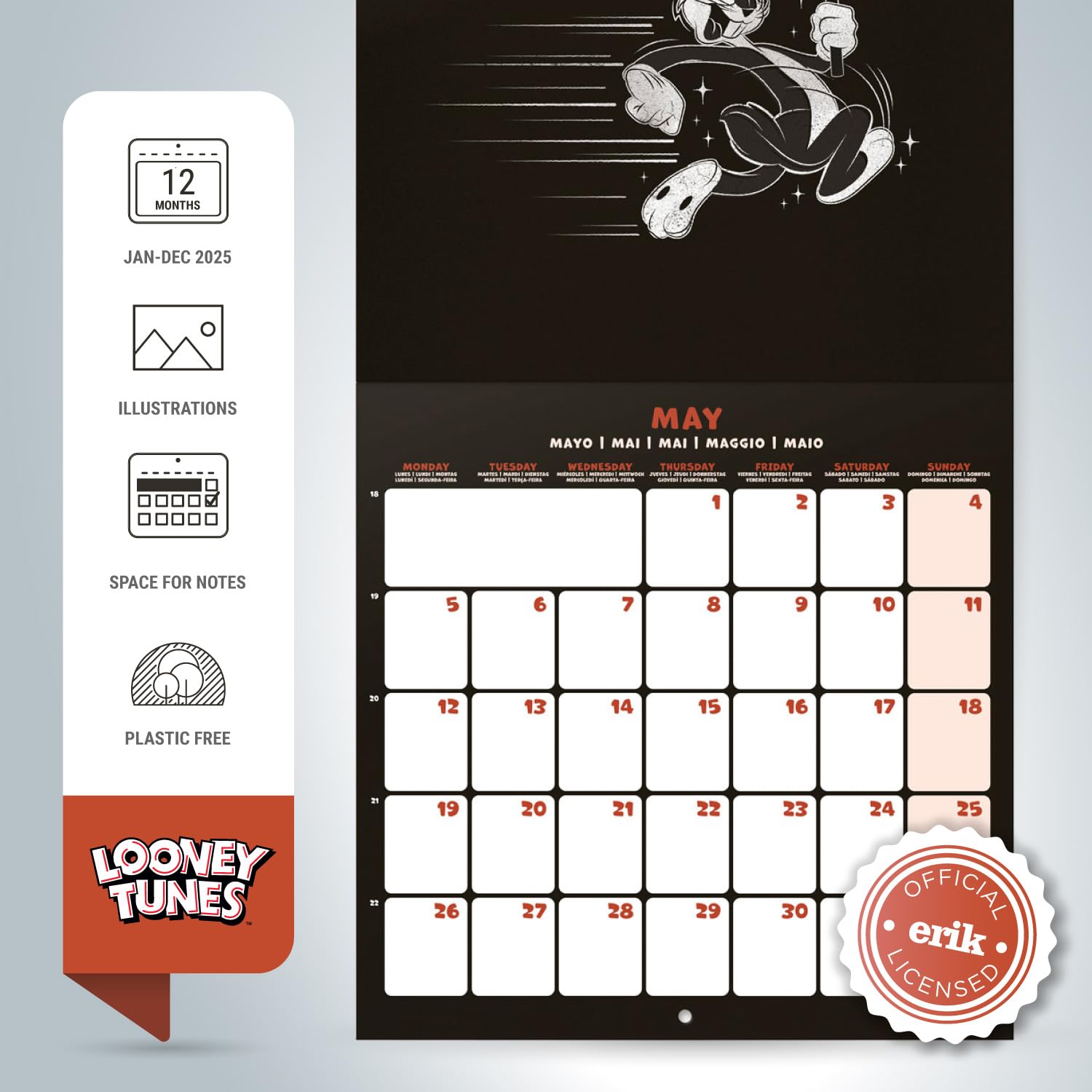 Grupo Erik Wall Calendar 2025 – Looney Tunes | 12″ x 12″ Square