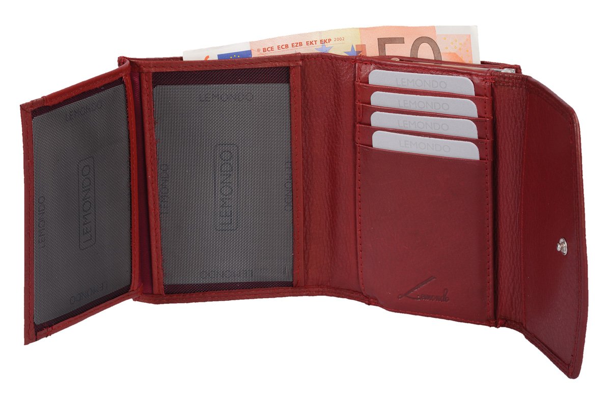 Damenknipsbörse LEMONDO in Echt-Leder, cherry, 10x12cm