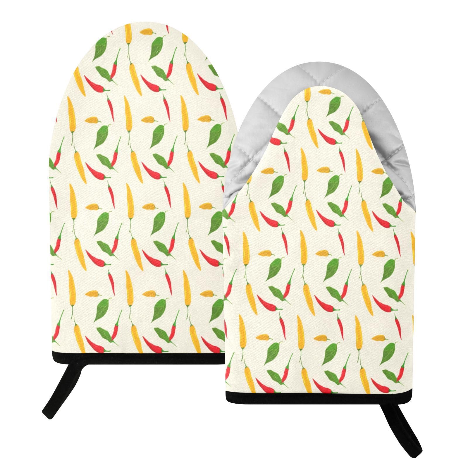 BURSTDDY Cartoon Chili Pepper Oven Mitt,Heat Resistant Kitchen Mitts for Cooking
