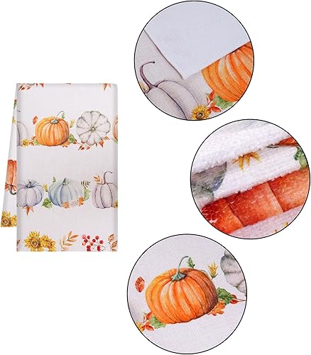 Miniatura 4 de hoyuwak Decoraciones de otoño para el hogar, 4 toallas de cocina de otoño, toallas de mano de calabaza, gnomos de arce, juego de toallas de cocina