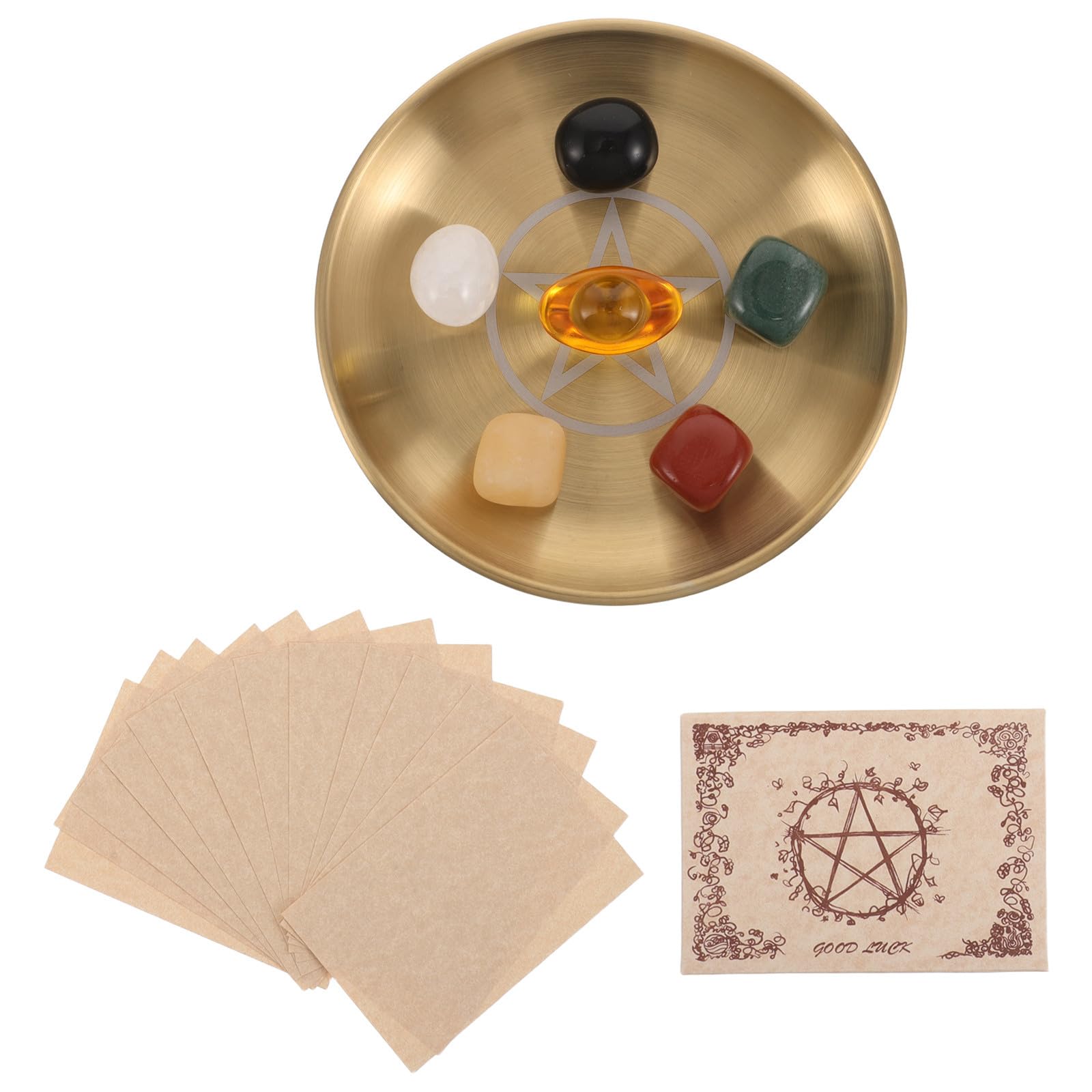 Bandeja Redonda de Metal y Cristal HAPINARY para Velas y Altar Espiritual