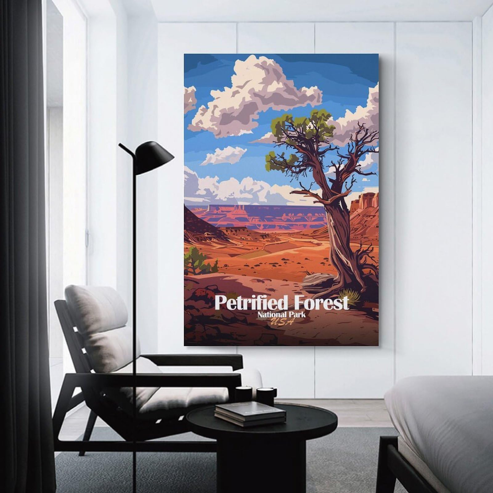Junmoney Unframe-Style-4 Petrified Forest National Park Illustration Home Decor Wall Art 24X36inch(60X90cm), For Living Room, Lounge Or Sitting Room, A Home Accent With Warm Character