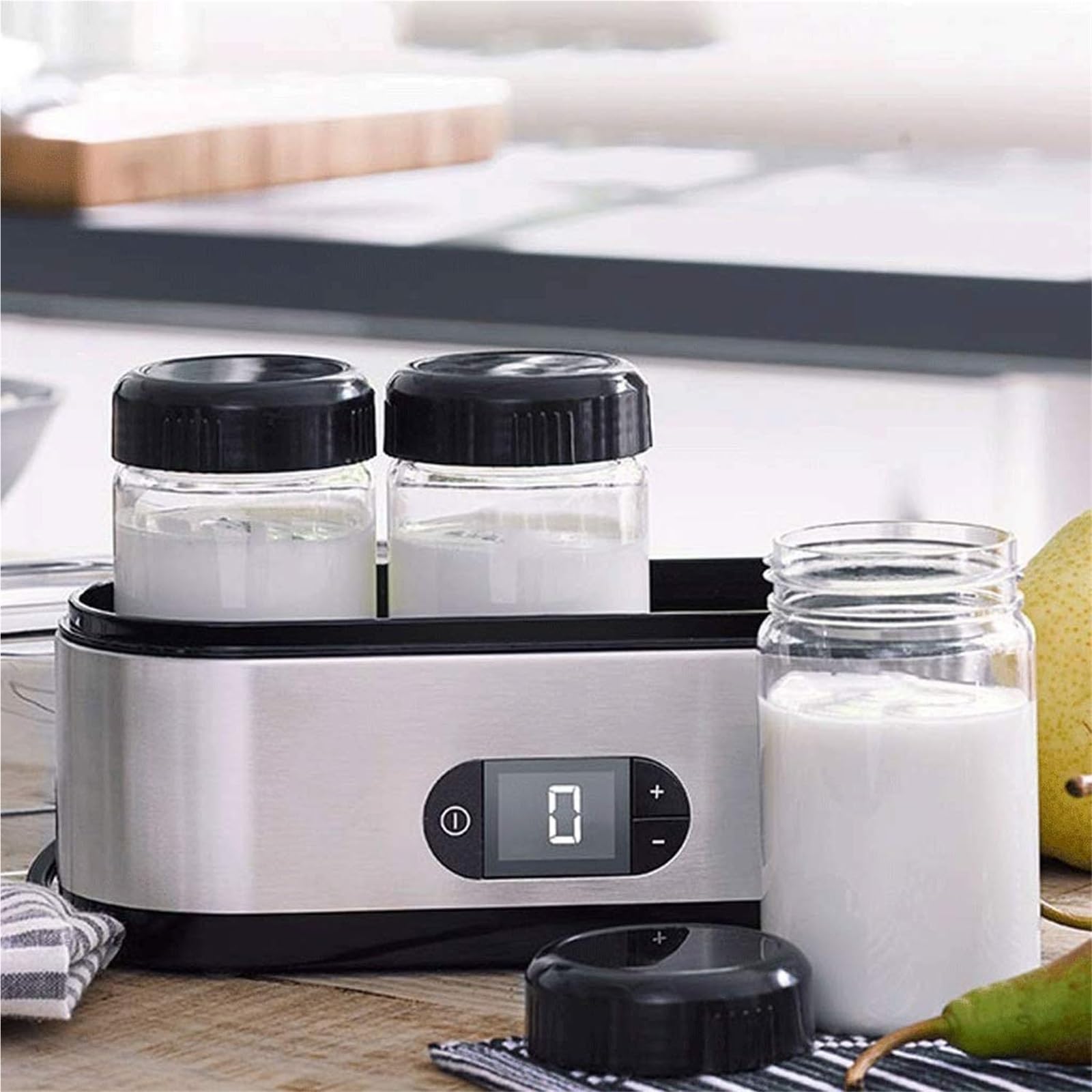 Yogurteras Eléctricas, 3*150ML Máquina de Yogur Totalmente Automática con Pantalla LCD, Yogurtera con Control de Temperatura y Temporizador de 42 ℃, Máquina de Yogur de Fermentación for Yogur Casero