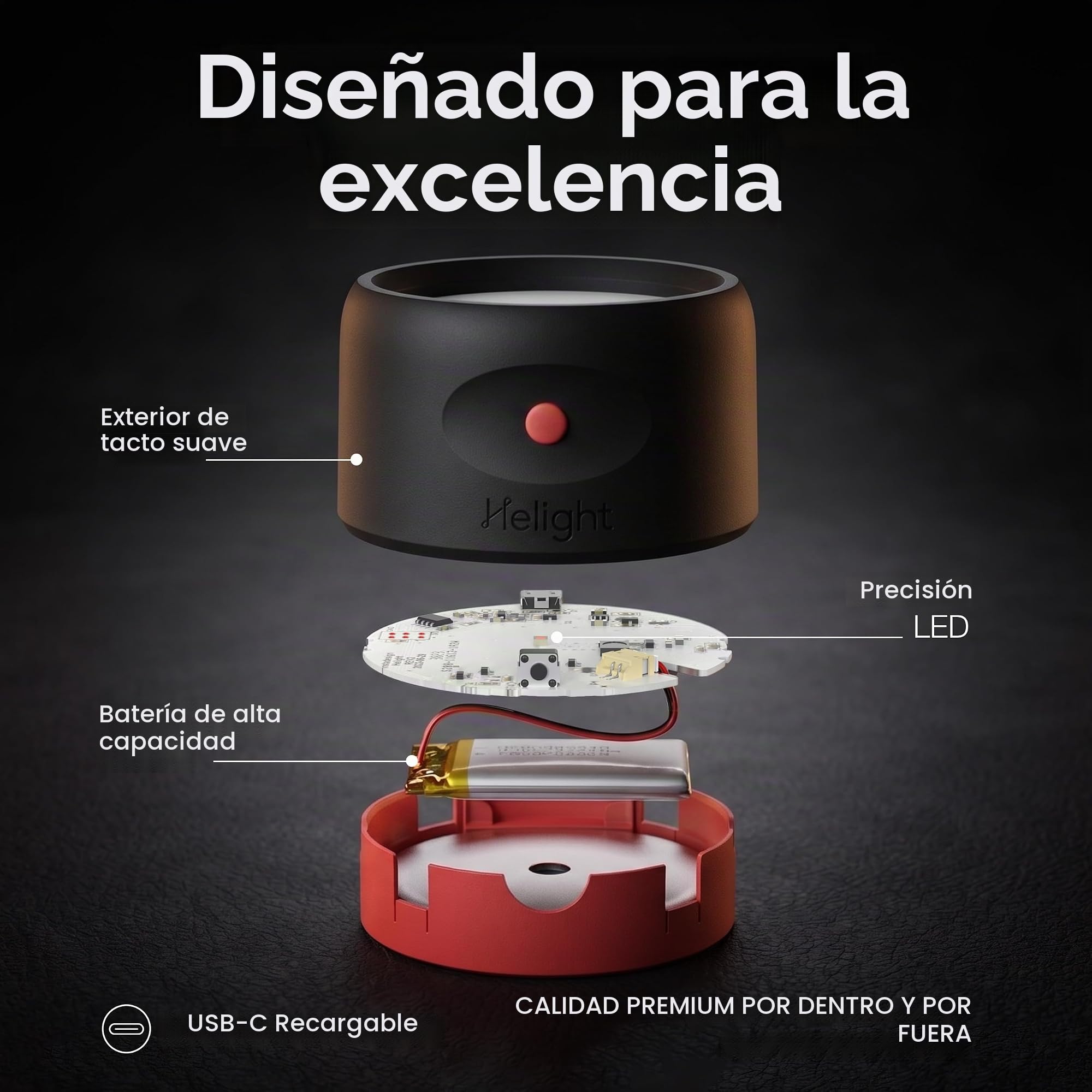 Helight Dispositivo de sueño de terapia de luz roja – Lámpara de luz roja pura de 630 nm para ayudar a la relajación profunda – Lámpara de descanso respaldada por la ciencia para dormitorios de