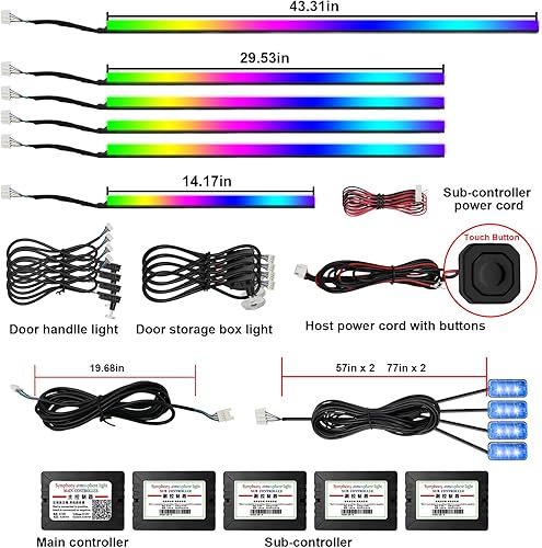 Miniatura 6 de Tira de luz LED acrílica para interior de automóvil, luz de neón AMKI para automóvil con control de aplicación, 16 millones de accesorios de