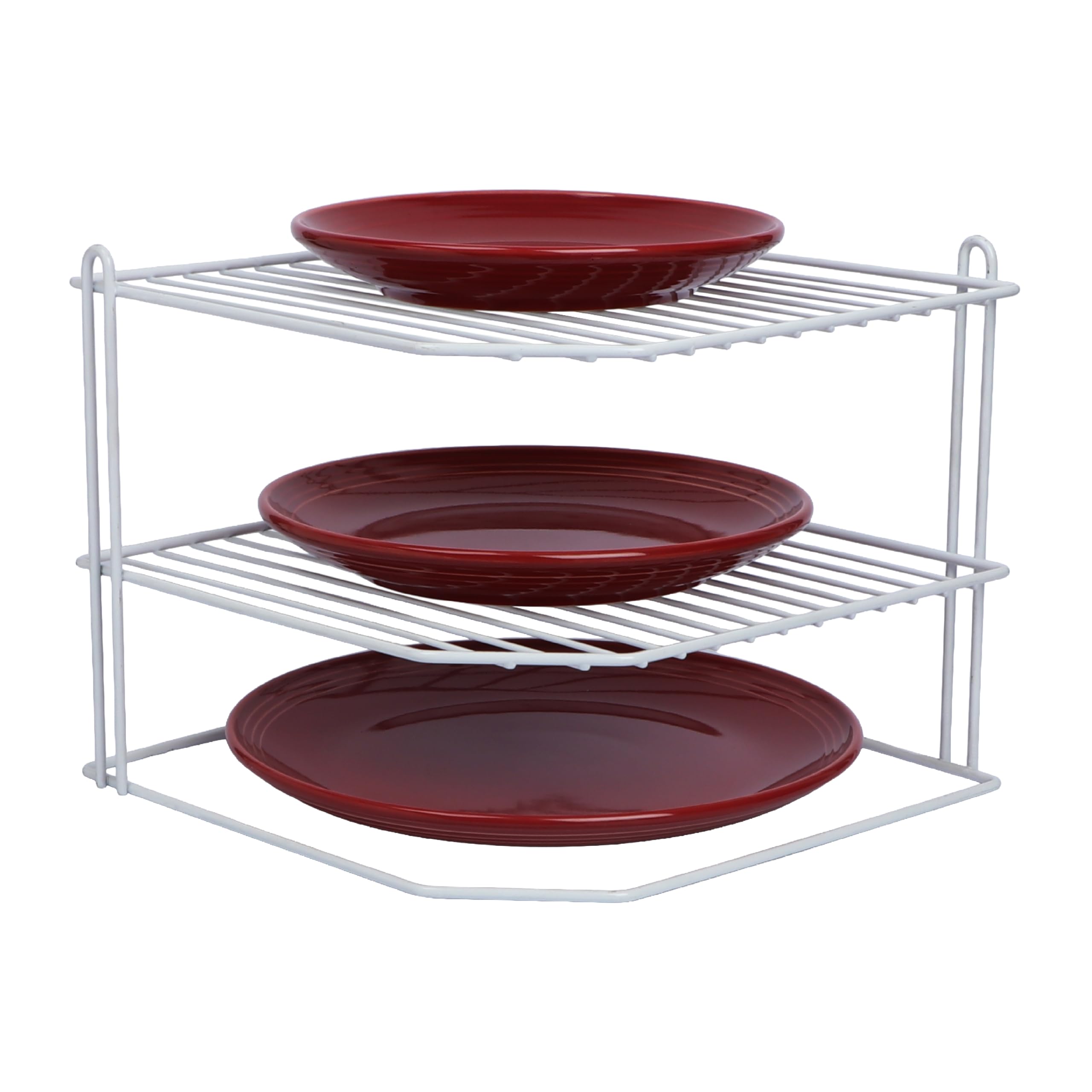 Buckingham 3 Tier Kitchen Plate Organising Rack - 28cm Width - White