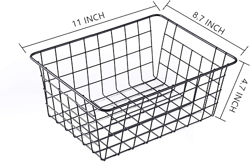 Miniatura 5 de Cestas de alambre para organizar el hogar, paquete de 4 cestas de despensa para almacenamiento de alambre de despensa, contenedores de
