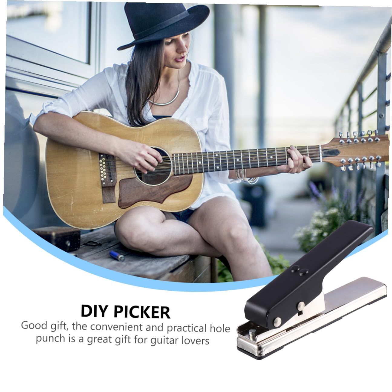 FRCOLOR Puncher per Plettro Chitarra in Ferro Resistente Facile da Usare per Creare Plettri Personalizzati da Plastica Rigida Accessorio per Musicisti e Kit Fai da Te