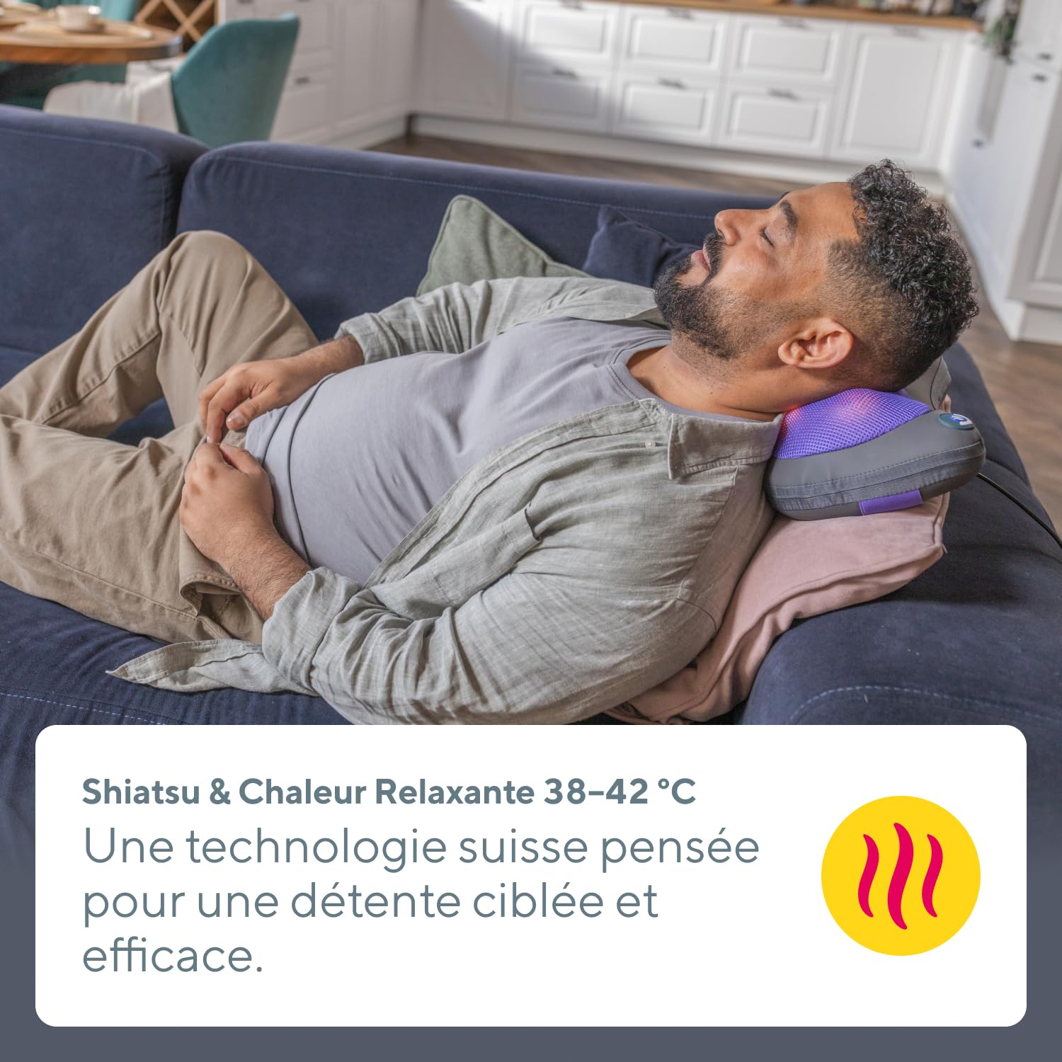B.Well Swiss – Coussin de Massage Shiatsu MED-420 – 4 Têtes Rotatives 3D – Massage Nuque, Épaules et Dos – Chaleur 38-42 °C – 2 Vitesses – Rotation Bidirectionnelle – Idéal Cadeau Homme & Femme