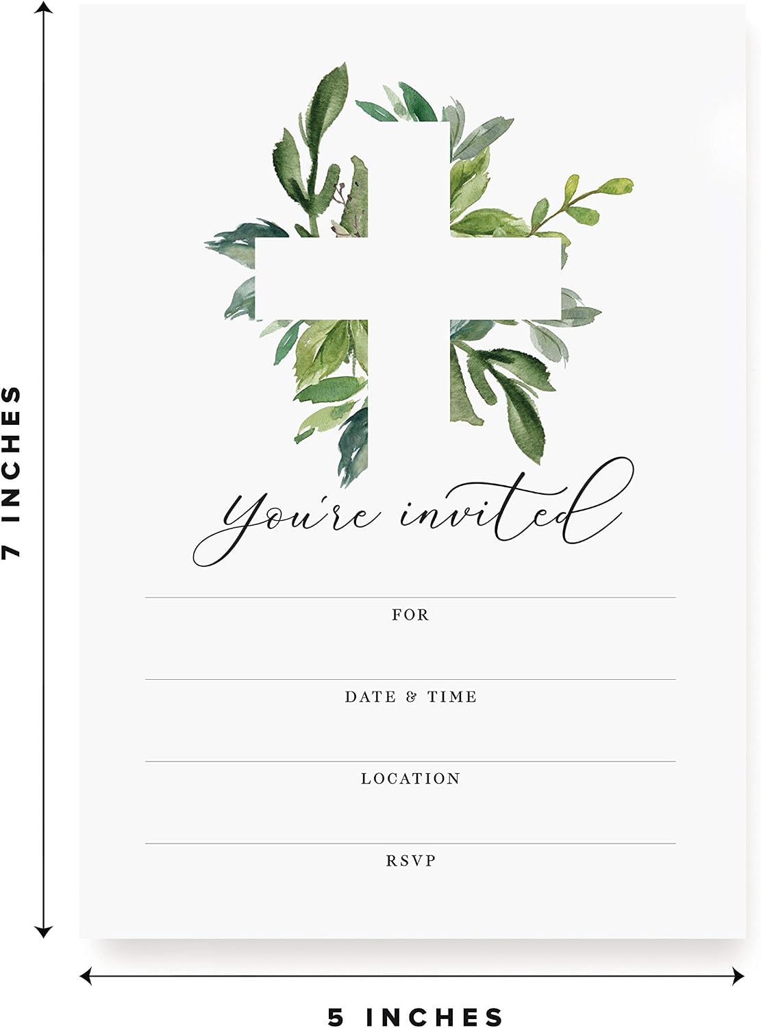 Bliss Collections Baptism Invitations with Envelopes, Rustic Invites for First Communion, Christening, Baby Dedication, Religious Celebration or Reconciliation, 5"x7" (25 Invitations and Envelopes)