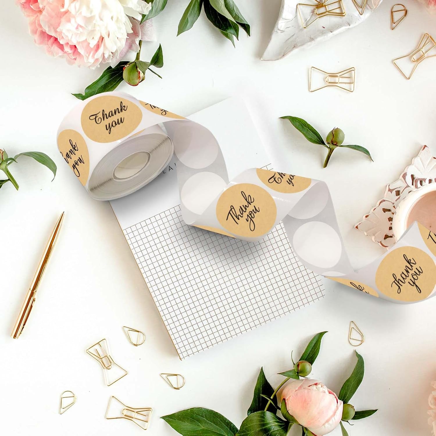 500 Pcs Thank You Stickers,1.5 Inch Thank You for Supporting My Small Business Sticker,Self-Adhesive Labels for Packaging,Envelopes,Bags,Boxes(Kraft) - Image 3