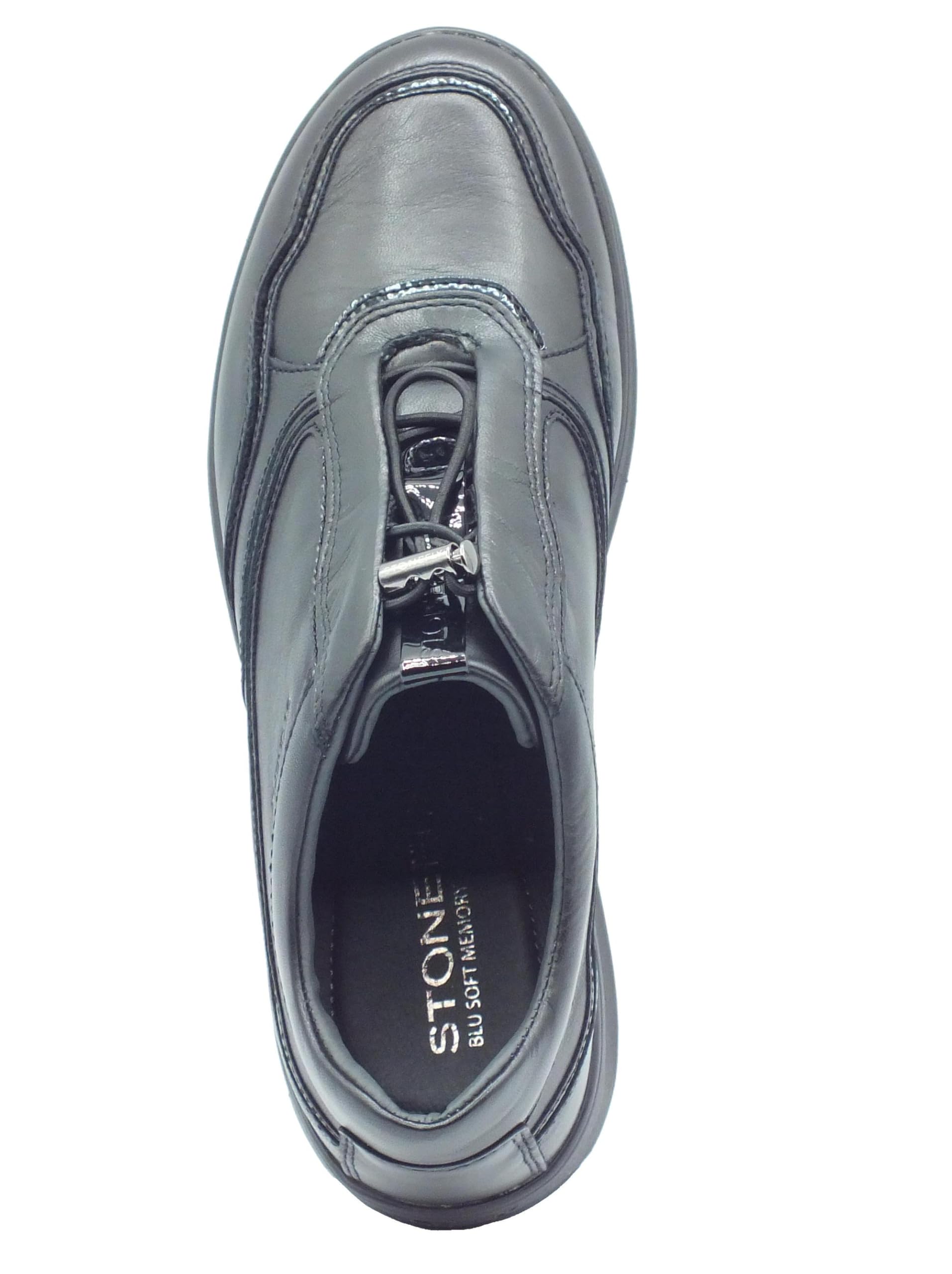 Stonefly 221579 Rock Nappa Black Mocassini allaccio rapido per Donna in Pelle Zeppa Media