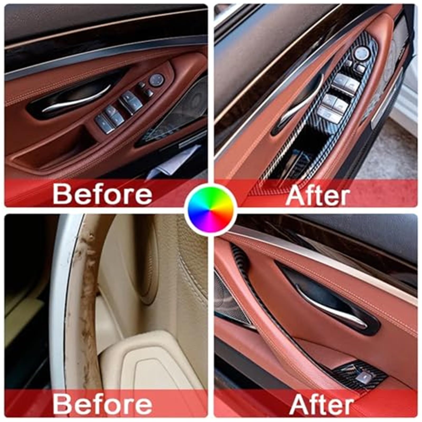 Wewnętrzny uchwyt drzwi samochodu osłona wykończeniowa do naciągania, dla BMW, F10 F11 F18 5 Series 2010-2016 lewy prawy panel wewnętrzny czarne beżowe włókno węglowe 51417225852 Klamka do