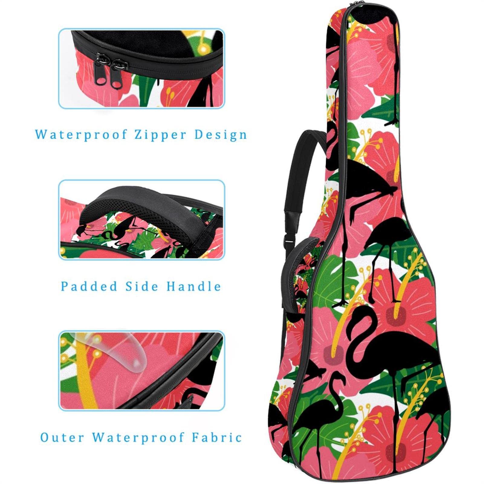Torba na gitarę akustyczną wodoodporna gitara plecak gruby miękki wyściełany zwierzę sowa klasyczna gitara obudowa, kolor2, 42.9x16.9x4.7 in, Organizer do torby