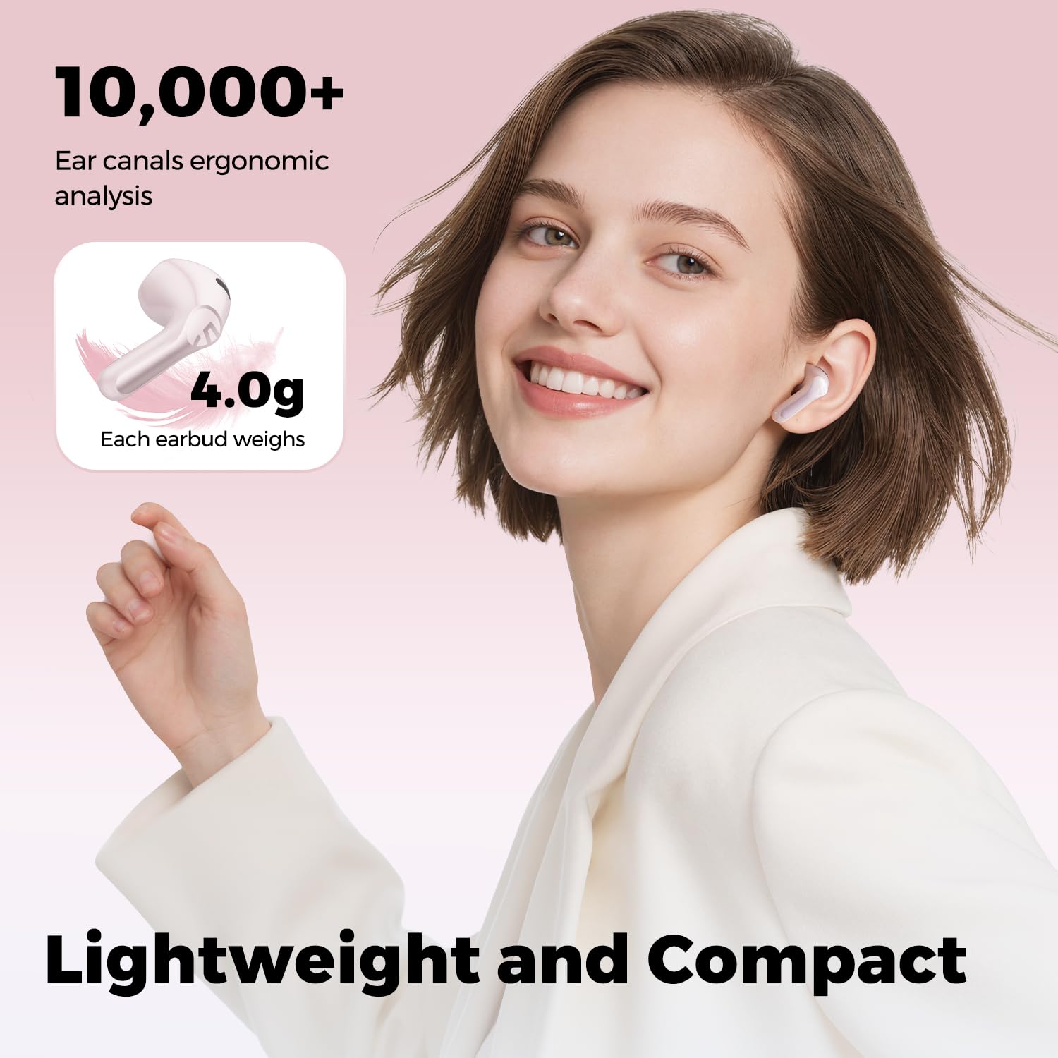 SoundPEATS Air6 HS Cuffie Semi-in-ear LDAC 45h IPX5, 4g, Rosa | ·ricarica 10min=3h ·2MIC ENC ·4g ·Rosa ·App ·BT6.0