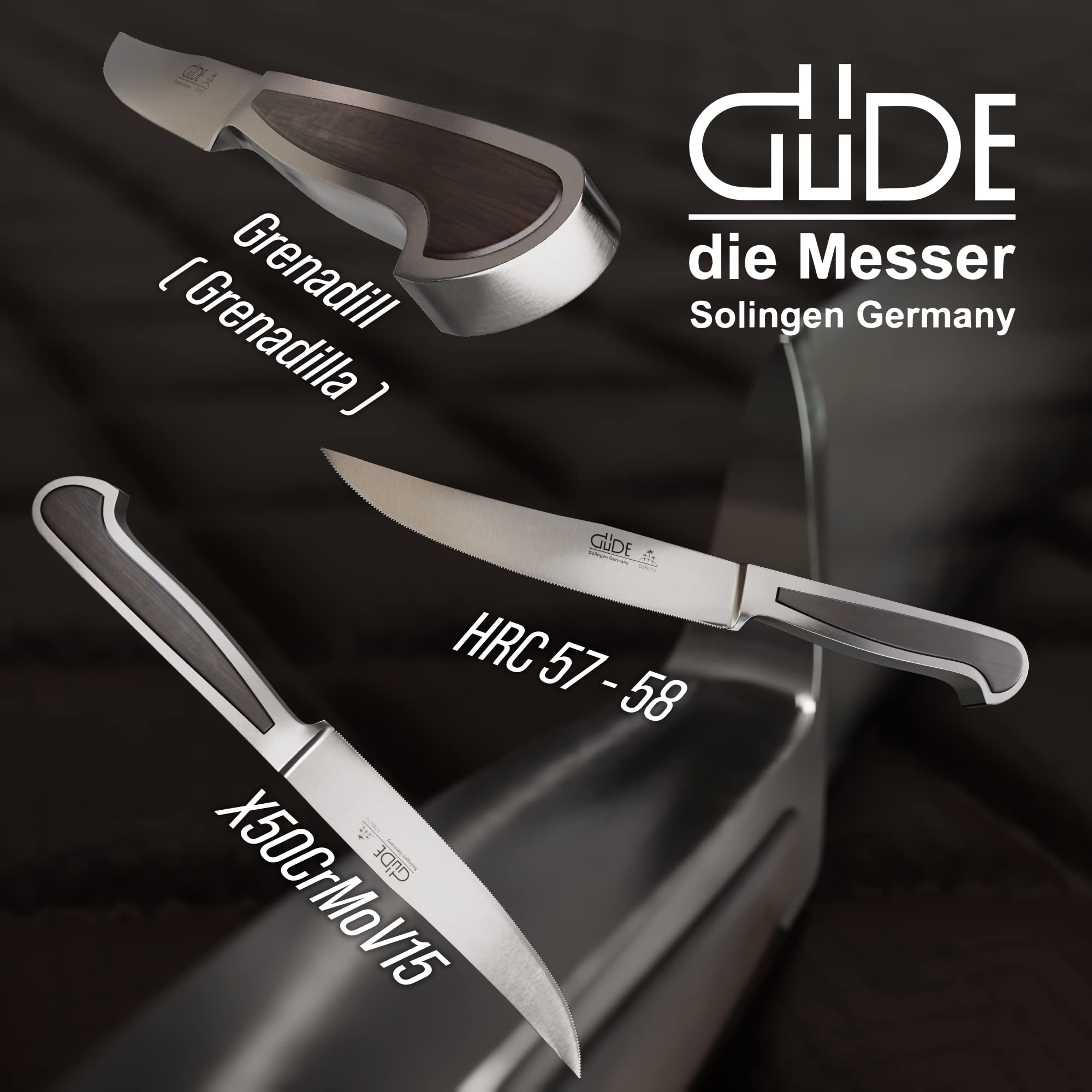 Güde Solingen - Cuchillo para filet con sierra forjado, 12 cm, granadillo, DELTA, Hecho a mano en Alemania