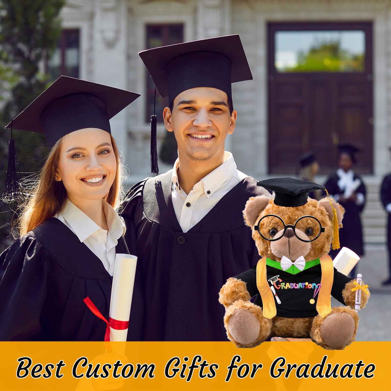 Personalisiertes Abschlussbär-Plüschtier – Mit Brille & Schal 2025 – Graduation Geschenk Für Ihn/sie