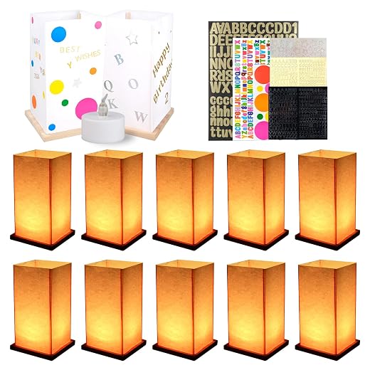 10 Pack Wooden Floating Paper Lanterns