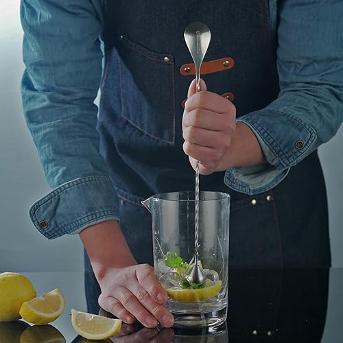 Miniatura 3 de Homestia Vaso mezclador profesional de cóctel de 24 onzas con fondo extra grueso, patrón de copo de nieve, vaso mezclador de vidrio, jarra