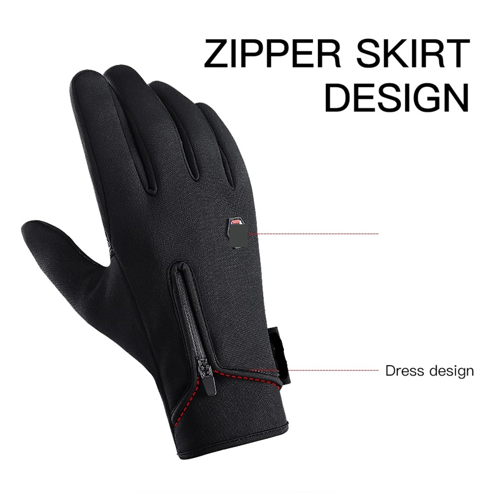 Guantes de ciclismo invierno for hombres y mujeres, impermeables, fríos, for snowboard, motocicletas, conducción, cálidos, con pantalla táctil cremallera Guantes de Punto para Hombre