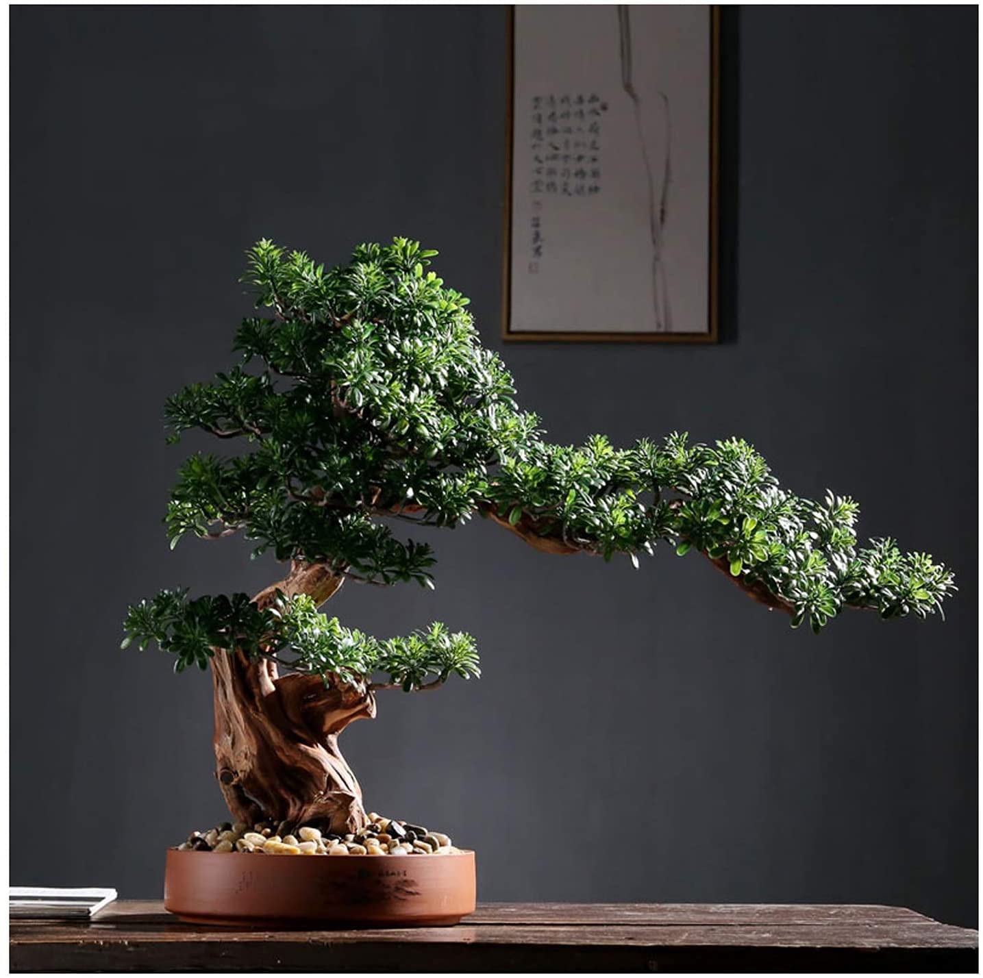 Faux Plants Artificial Bonsai Tree, Bonsai Tree Artificial Rhododendron Tree Bonsai Tree Plant Green Home Decoration Gift Fake Plant Decoration,For Home Decoration, Zen Garden Decoration