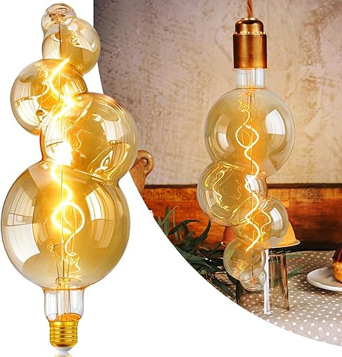 40 Watt Decorative Vintage LED Light Bulbs, Special Huge Bubble 4W LED Filament Edison Bulb,2700K Oversized Golden Warm Lights,Dimmable E26 Lamp