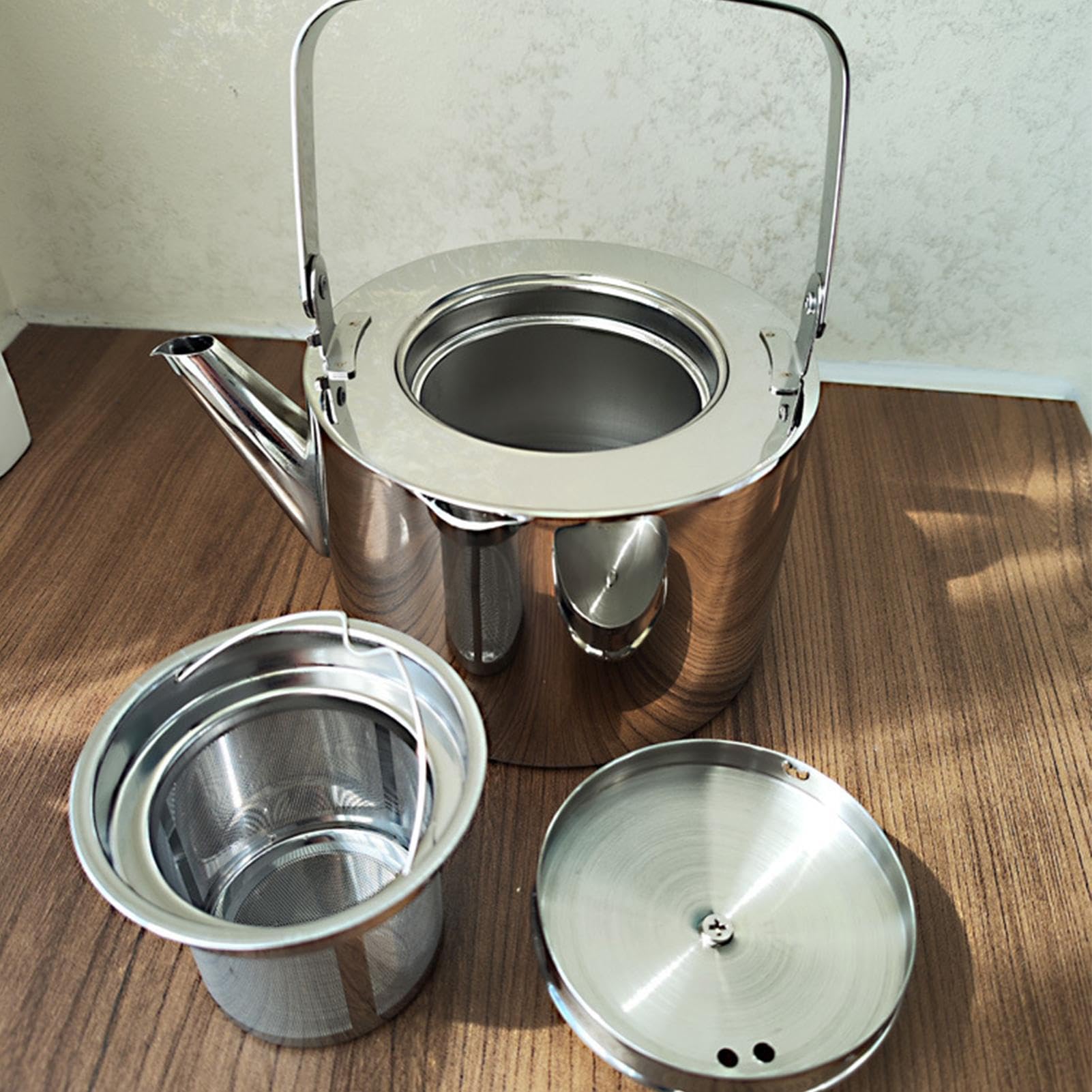 de acero inoxidable de 1,3 l de metal hirviendo con infusor y