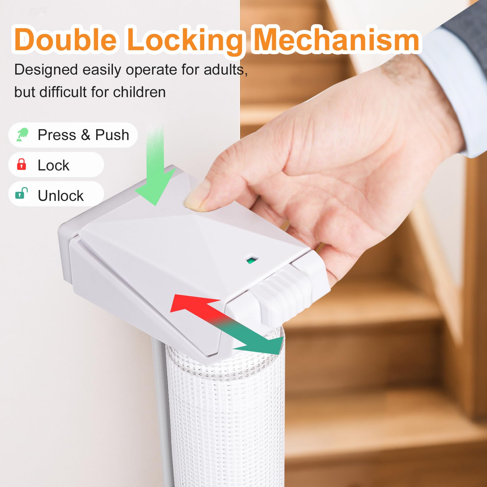 Extra Wide Retractable Baby Gates Pet Gate for Wide Openings Long Dog gate with Rods to Prevent Crawling Through, One Handed Operation,Dog Gates for Doorways Indoor Outdoor - Image 3