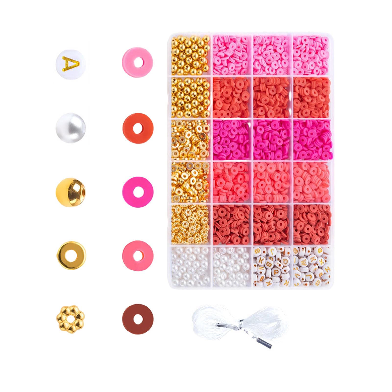 Shurhome Beads Set Craft Round Spacer with Hole Clay for Bracelets Making Clay Set