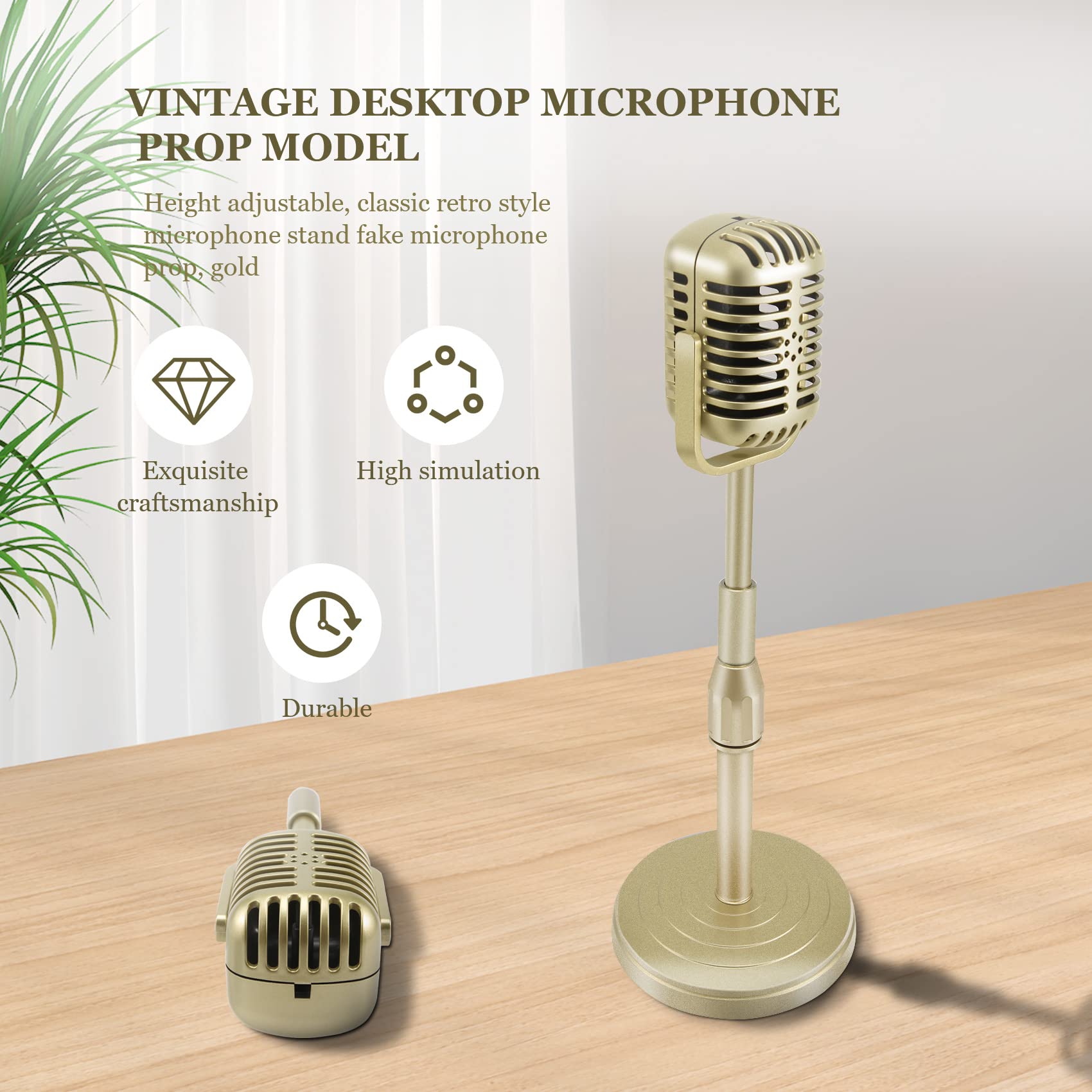 Retro Vintage Microfoon, Zinklegering Zelfspannend Roterend Rek