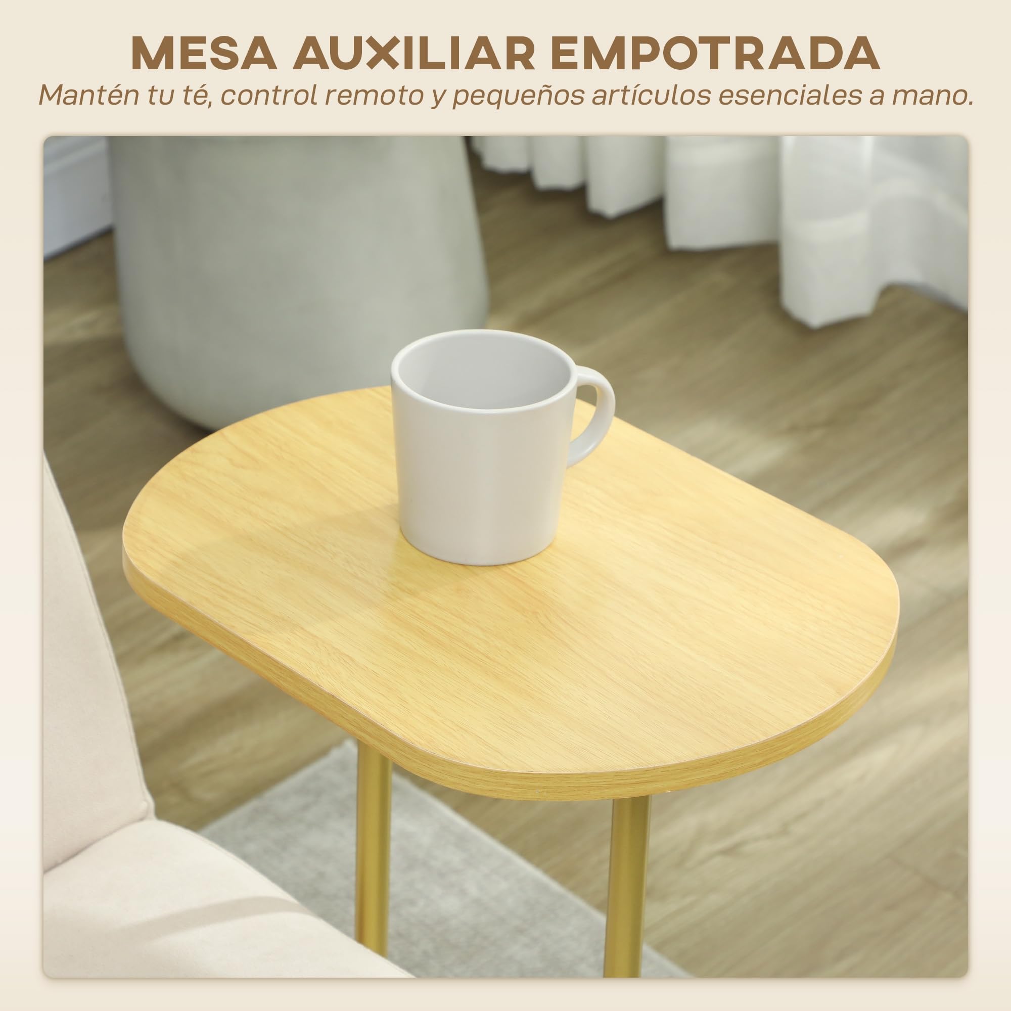 HOMCOM Sofá Cama de 3 Plazas con Mesa Auxiliar, 3 en 1, Sofá Cama Convertible con Respaldo Ajustable, Apertura Clik-Clak, 2 Almohadas para Reposabrazos y Patas de Metal, 196x86x81 cm, Beige