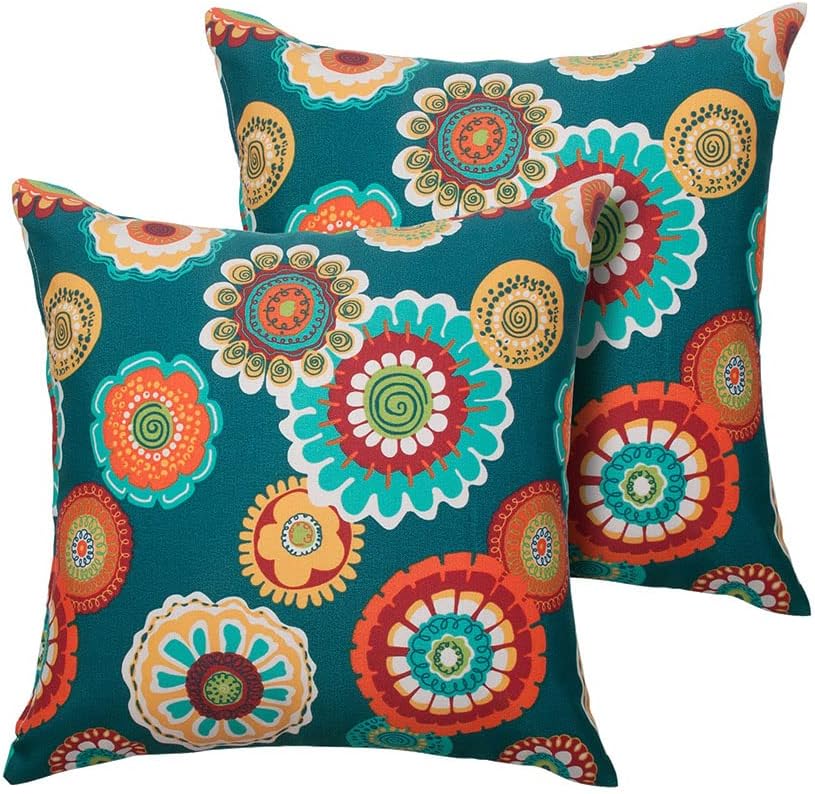 Magpie Fabrics Pack of 2 Outdoor Waterproof Throw Pillow Covers 18 x 18 Inch, Christmas Decorative Cushion Sham Pillowcase Shell for Garden Patio Tent Balcony Couch Sofa(Floral Green) - Image 9