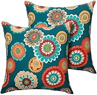 Vista 9 de Magpie Fabrics Paquete de 2 fundas de almohada impermeables para exteriores de 18 x 18 pulgadas, fundas de almohada decorativas de Navidad