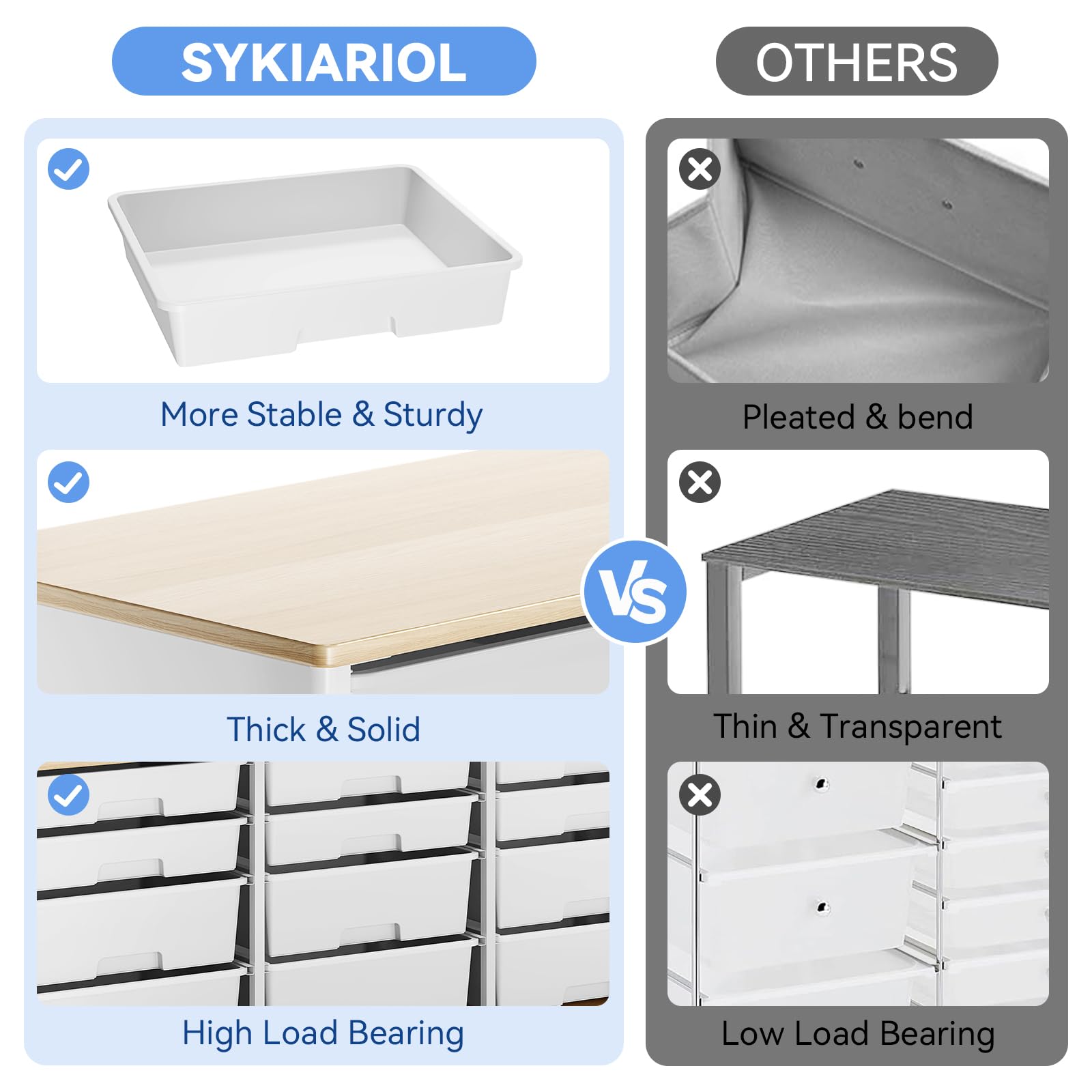 Storage Cabinet with 12 Drawers, Home Storage With Wooden Tabletop, Cube Storage Organizer for Living Room, Bedroom, Classroom, Office, Playroom, Craft Room, (White)