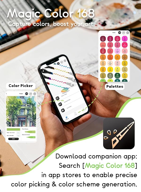 Brled 262 Colors Alcohol Markers with Free App, Chisel & Fine Tip Alcohol-Based Marker Set for Adults, Dual Tip Artist Markers for Drawing, Coloring Illustration, Painting and Great Gift Idea by Brled - Image 3