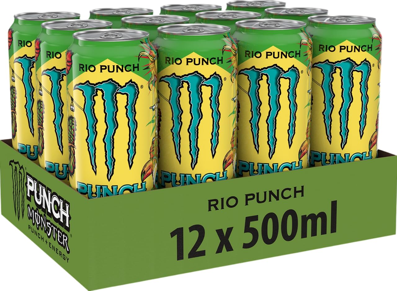 MADALO - Pack 12 unidades monster Rio Punch sabor éxotico de Brasil Latas 500ml - Edición limitada (Pack 12uds, Rio Punch)