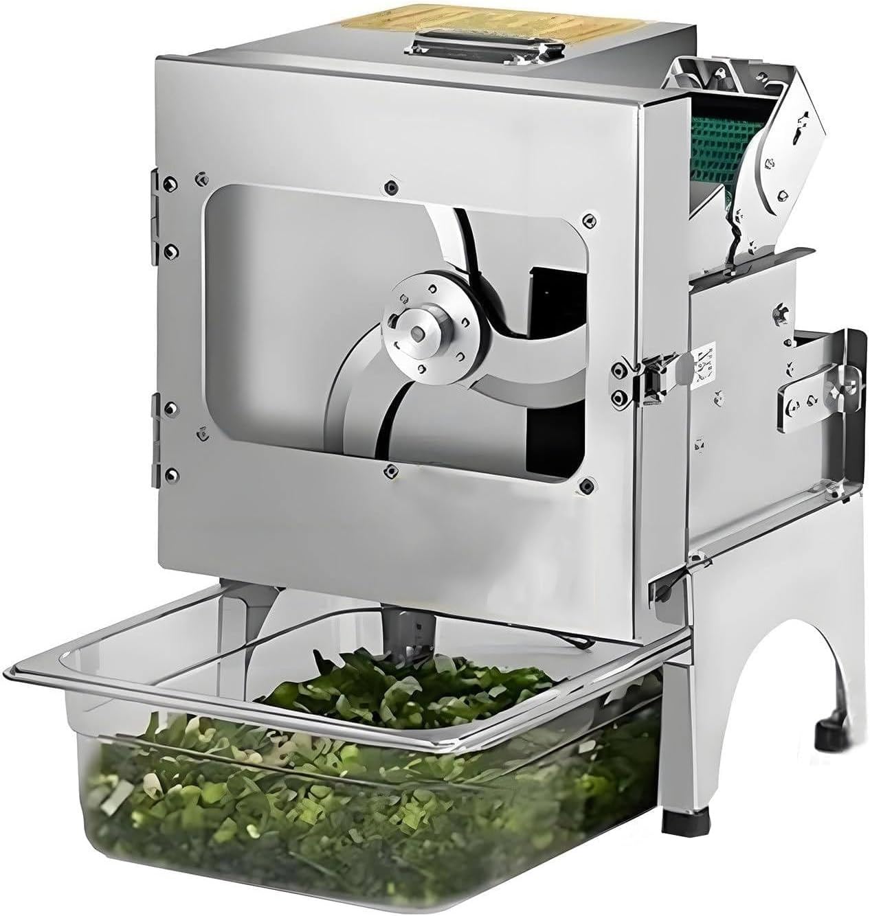 Electric Vegetable Cutter - 200W, Space-Saving Design for Home or Commercial Kitchens, Adjustable Thickness for Mincing Herbs and Vegetables