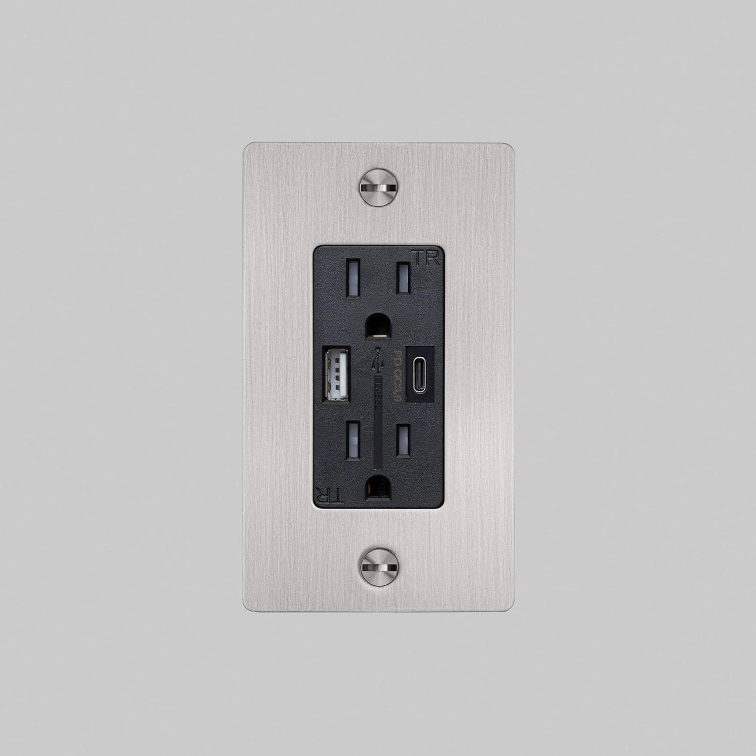 Buster and Punch 1G Duplex Outlet USB A + C Cross Without Logo in White