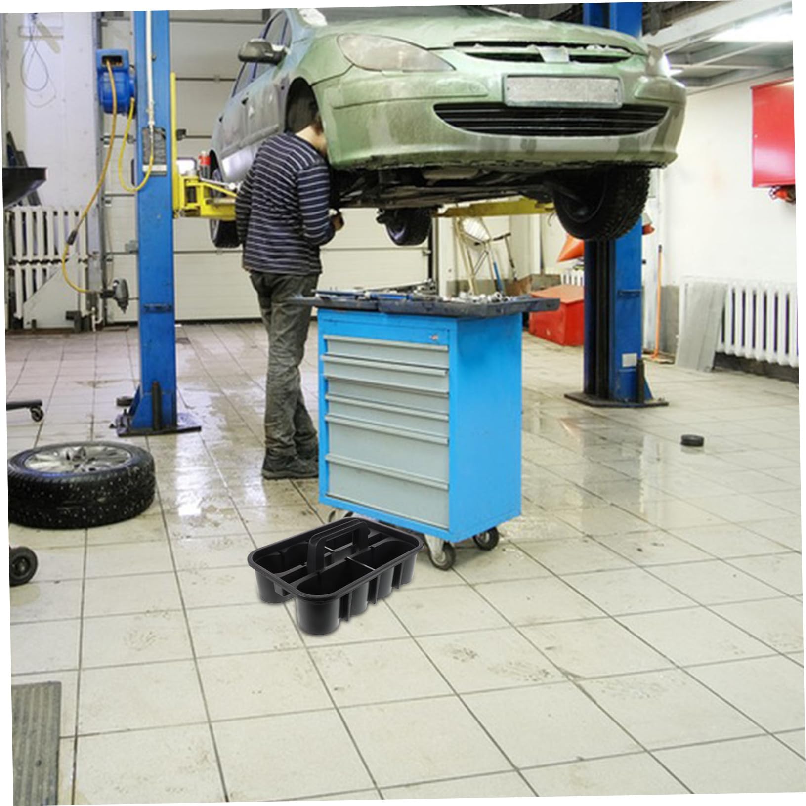 Amosfun Kit De Limpieza Interior De Automóvil Cesta Organizadora De Herramientas De Plástico