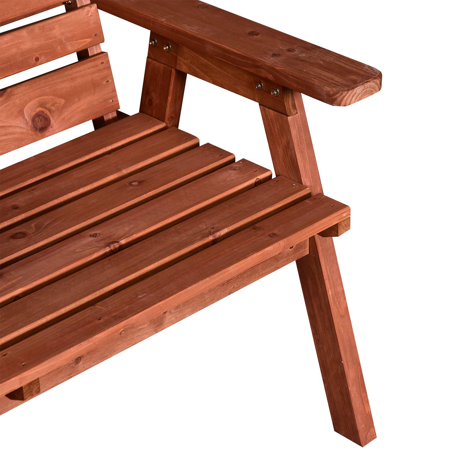 Outsunny Panchina da Esterni in Legno di Abete 2 o 3 Posti, 160x68x92cm | Tavolino Convertibile in Seduta, Impermeabile