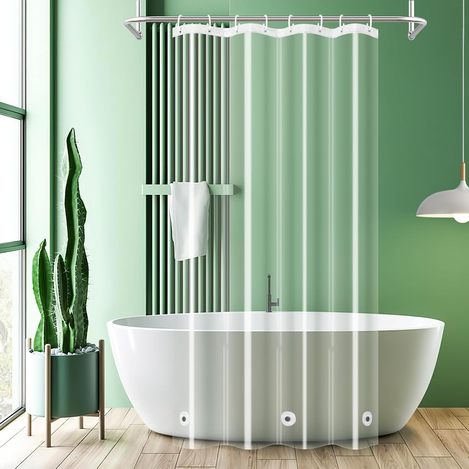 UFRIDAY Clear Shower Stall Curtain Liner 48 x 78 inches,Heavy Duty Liner Waterproof Transparent Shower Curtain for Bathroom PEVA with 3 Magnets Bottom